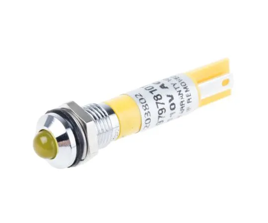 63-6581-44　RS PRO Yellow Indicator, 110 V ac, 8mm Mounting Hole Size, Solder Tab Termination　203-802