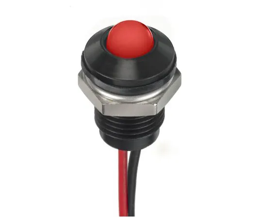 63-7027-56　RS PRO Red Indicator, 12 V dc, 8mm Mounting Hole Size, Lead Wires Termination, IP67　132-9133