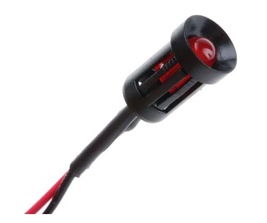 63-6581-63　RS PRO Red Indicator, 12 V dc, 8mm Mounting Hole Size, Lead Wires Termination　204-063