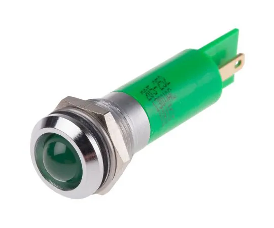 63-6582-46　RS PRO Green Indicator, 130 V ac, 12mm Mounting Hole Size, Tab Termination, IP67　205-252