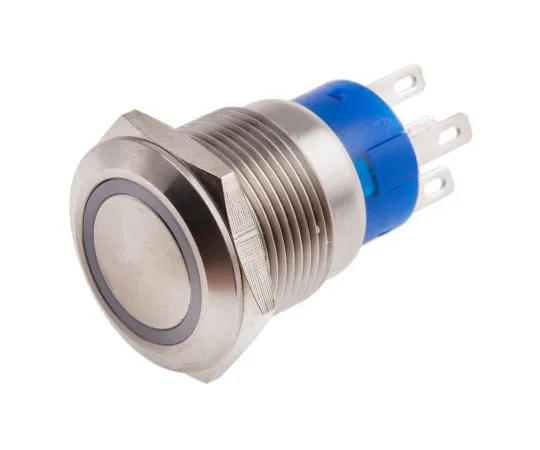 63-6777-68　RS PRO Single Pole Double Throw (SPDT) Latching Yellow LED Push Button Switch, IP67, 19.2 (Dia.)mm, Panel Mount, 250V ac　111-5778