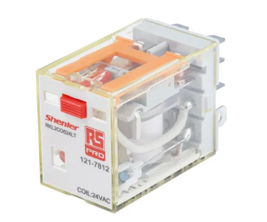 63-6808-95　RS PRO, 24V ac Coil Non-Latching Relay DPDT, 10A Switching Current Plug In, 2 Pole　121-7812