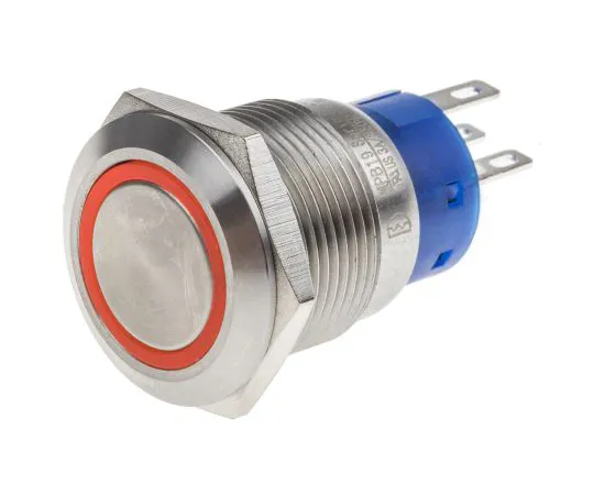 63-6775-04　RS PRO Double Pole Double Throw (DPDT) Momentary Red LED Push Button Switch, IP67, 19.2 (Dia.)mm, Panel Mount, 250V ac　111-3768