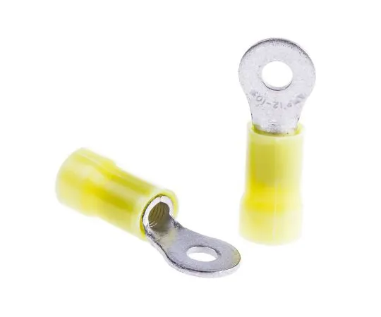 63-6735-67　Insulated Round Crimp Terminal Plastic Grip Stud Diameter: M 3.5 Yellow 12 AWG to 10 AWG　342182-1