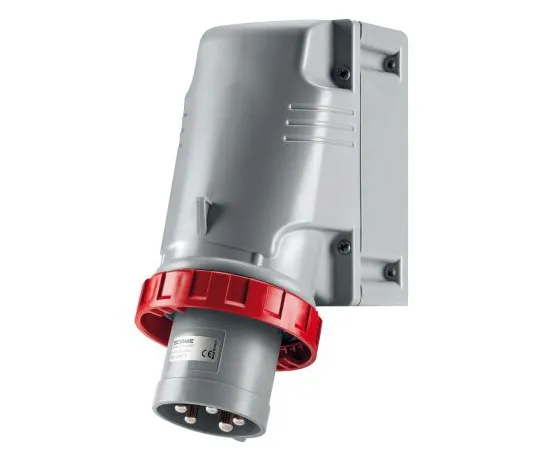 63-6988-09　RS PRO IP67 Red Wall Mount 3P+E Industrial Power Plug, Rated At 125A, 415 V　125-4378