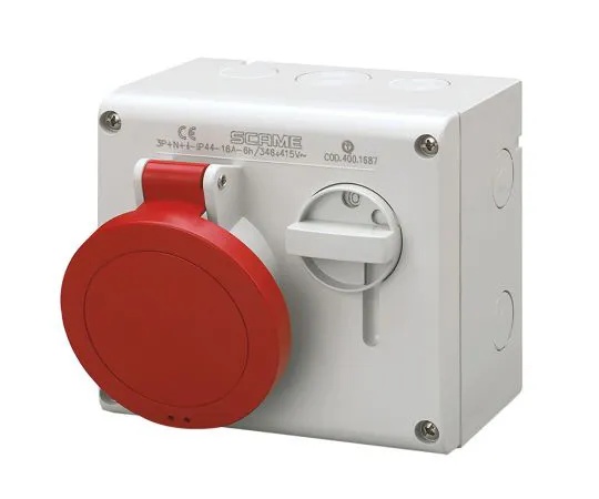 63-6988-50　RS PRO Switchable IP44 Industrial Interlock Socket 3P+E, Earthing Position 6h, 32A, 400 V　125-4433
