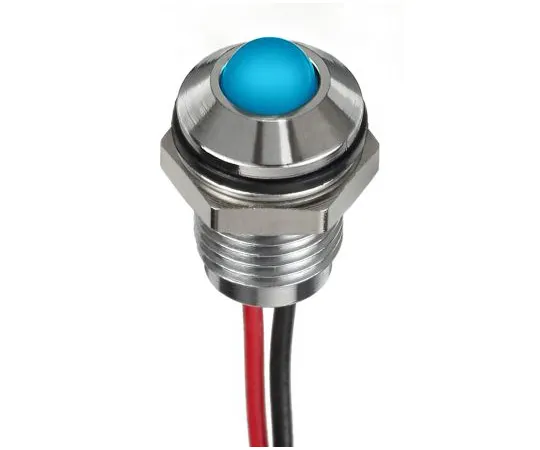 63-7027-32　RS PRO Blue Indicator, 12 V dc, 8mm Mounting Hole Size, Lead Wires Termination, IP67　132-9106