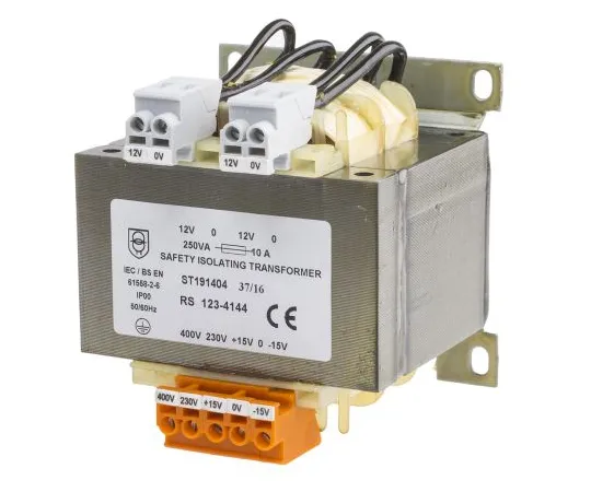 63-6890-88　RS PRO 250VA Isolation Transformer, 15 → 400V ac Primary, 12V ac Secondary　123-4144