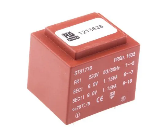 63-6789-46　2 x 9V ac 2 Output PCB Mount PCB Transformer, 2.3VA　121-3828