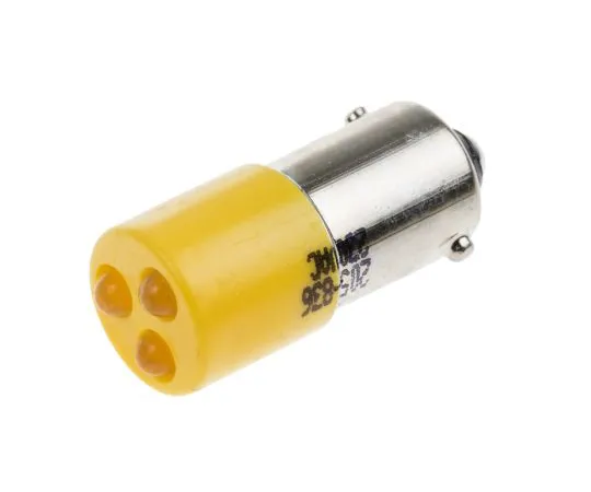 63-6582-79　RS PRO Yellow Indicator, 230 V ac, 25 x 10mm Mounting Hole Size, Ba9s Termination　205-836