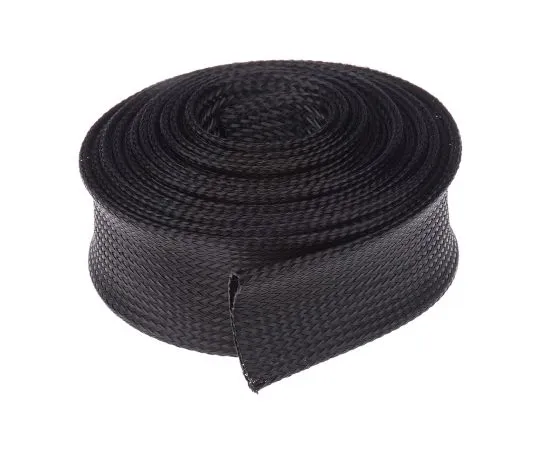 63-6635-18　RS PRO Expandable Braided PET Black Cable Sleeve, 50mm Diameter, 5m Length　408-227
