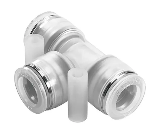 63-6996-68　Festo Pneumatic Tee Tube-to-Tube Adapter, Push In 10 mm x Push In 10 mm x Push In 10 mm , Food Grade , Chemical　NPQP-T-Q10-E-FD-P10