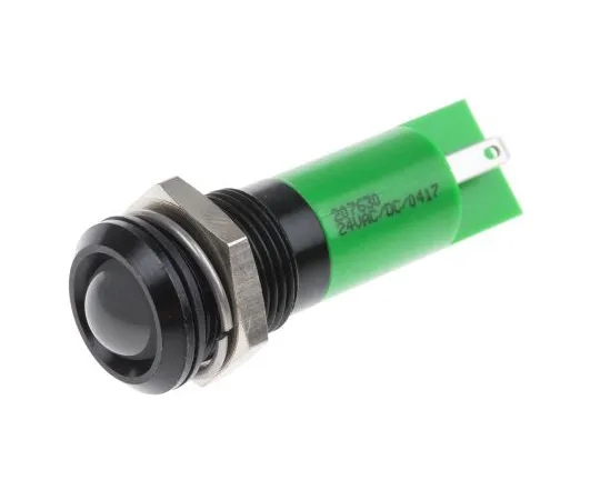 63-6584-39　RS PRO Green Indicator, 24 V ac/dc, 14mm Mounting Hole Size, Solder Tab Termination, IP67　207-630