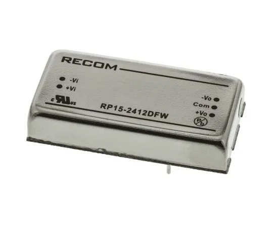 63-7349-94　Recom RP15 FW 15W Isolated DC-DC Converter Through Hole, Voltage in 9 → 36 V dc, Voltage out ±12V dc　RP15-2412DFW