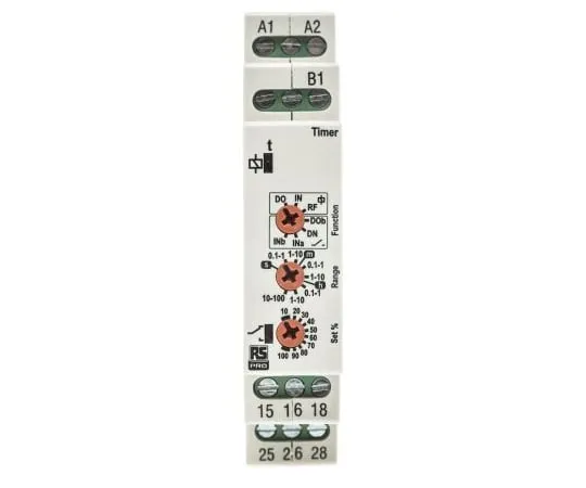 63-6743-05　RS PRO DPDT Time Delay Relay, 12 → 230V ac/dc, DIN Rail Mount　102-6123