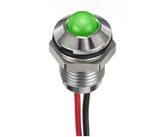 63-7027-30　RS PRO Green Indicator, 12 V dc, 8mm Mounting Hole Size, Lead Wires Termination, IP67　132-9104