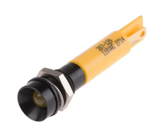 63-6583-93　RS PRO Yellow Indicator, 110 V ac, 8mm Mounting Hole Size, Solder Tab Termination　207-129
