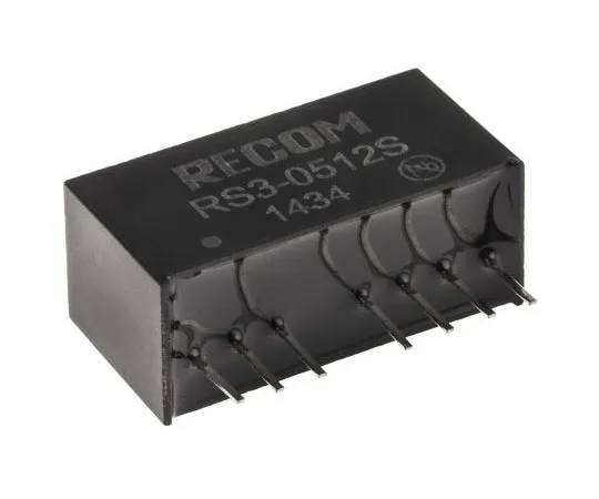 63-7349-92　Recom RS3 3W Isolated DC-DC Converter Through Hole, Voltage in 4.5 → 9 V dc, Voltage out 12V dc　RS3-0512S