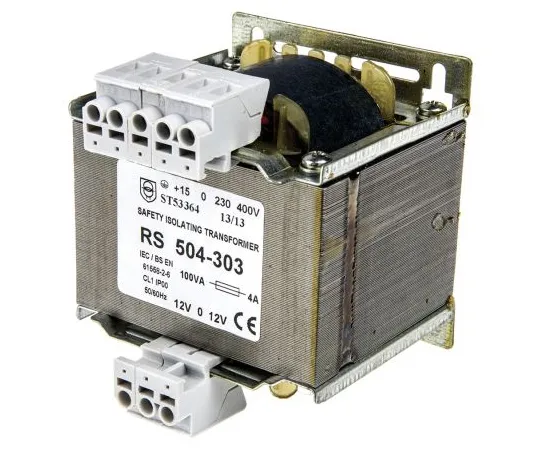 63-6680-23　RS PRO 100VA Isolating Transformer, 230 V ac, 245 V ac, 400 V ac, 415 V ac Primary 1 x, ±12V ac Secondary　504-303