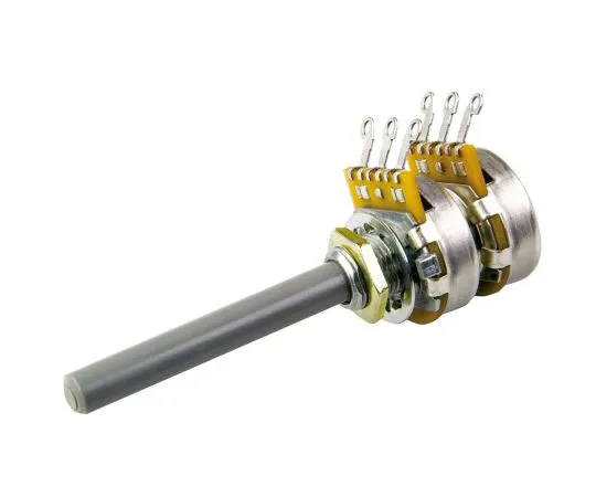 63-7350-46　TE Connectivity 2 Gang Rotary Carbon Potentiometer with a 6.35 mm Dia. Shaft, 10kΩ, ±20%, 0.4W, Linear 27ESA103MMF50N　27ESA103MMF50N