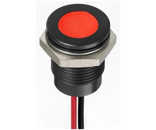 63-7021-43　RS PRO Red Indicator, 12 V dc, 14mm Mounting Hole Size, Lead Wires Termination, IP67　130-2292