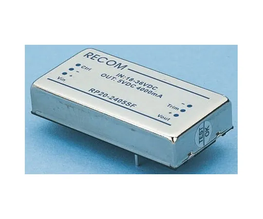 63-7327-47　Recom RP20 F 20W Isolated DC-DC Converter Through Hole, Voltage in 36 → 75 V dc, Voltage out 15V dc　RP20-4815SF