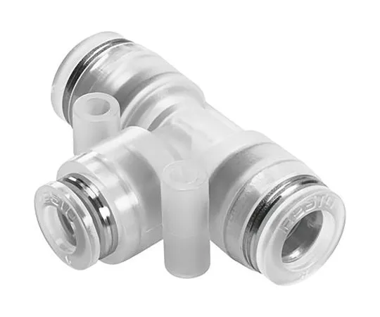 63-6996-73　Festo Pneumatic Tee Tube-to-Tube Adapter, Push In 12 mm x Push In 12 mm x Push In 10 mm , Food Grade , Chemical　NPQP-T-Q12-Q10-FD-P10