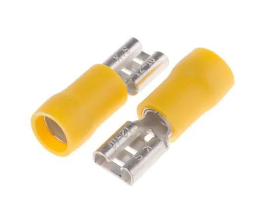 63-6977-64　RS Pro Yellow Insulated Crimp Receptacle, 6.35 x 0.8mm, 4mm² to 6mm², 12AWG to 10AWG, Tin Plated　125-1948
