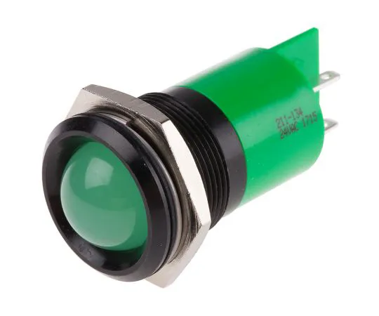 63-6587-19　RS PRO Green Indicator, 24 V ac/dc, 22mm Mounting Hole Size, Solder Tab Termination　211-134