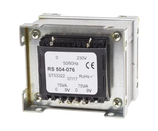 63-6679-96　RS PRO 150VA 2 Output Chassis Mounting Transformer, 9V ac　504-076