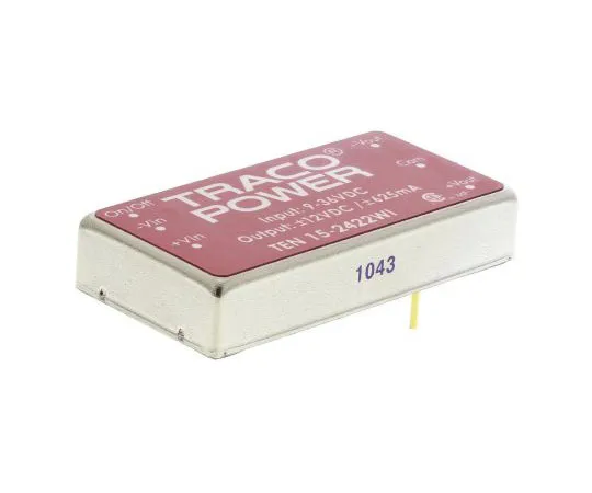 63-7350-75　TRACOPOWER TEN 15WI 15W Isolated DC-DC Converter Through Hole, Voltage in 9 → 36 V dc, Voltage out ±12V dc　TEN 15-2422WI