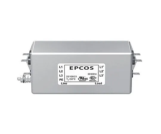 63-6947-85　EMC Filter 3-Phase 20 A Chassis Mount 3.1 mA 1 Stage 4.9 mΩ UL 1283　B84143A0020A166