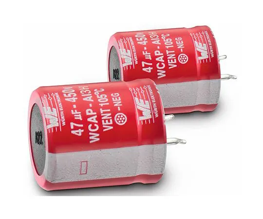 63-6969-03　Wurth Elektronik 120μF 450V dc Aluminium Electrolytic Capacitor, Through Hole 30 (Dia.) x 26mm +105°C 30mm 10mm　861141485014
