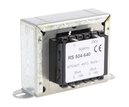63-6680-62　RS PRO 50VA 2 Output Chassis Mounting Transformer, 18V ac　504-640