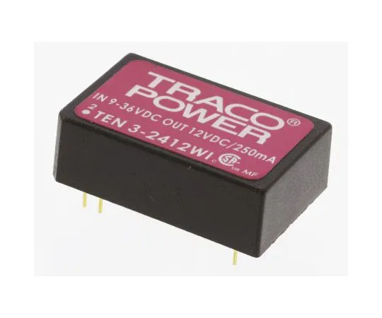 63-7350-71　TRACOPOWER TEN 3WI 3W Isolated DC-DC Converter Through Hole, Voltage in 9 → 36 V dc, Voltage out 12V dc　TEN 3-2412WI