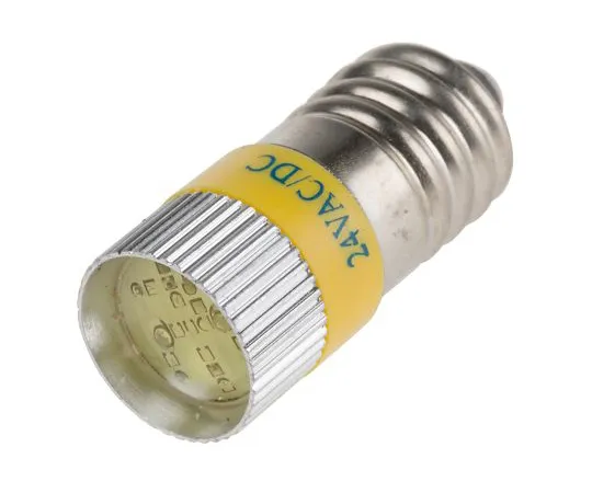 63-6586-21　LED Reflector Bulb, E10, Yellow, Multichip, 10mm dia., 24V dc　209-917