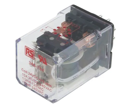 63-6622-07　RS PRO, 24V dc Coil Non-Latching Relay DPDT, 10A Switching Current Plug In, 2 Pole　348-784
