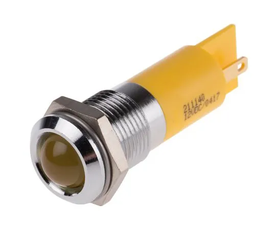 63-6587-20　RS PRO Yellow Indicator, 12 V dc, 14mm Mounting Hole Size, Solder Tab Termination　211-140
