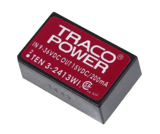 63-7350-93　TRACOPOWER TEN 3WI 3W Isolated DC-DC Converter Through Hole, Voltage in 9 → 36 V dc, Voltage out 15V dc　TEN 3-2413WI