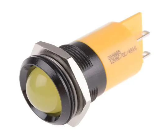 63-6585-41　RS PRO Yellow Indicator, 12 V, 22mm Mounting Hole Size, Solder Tab Termination　208-885