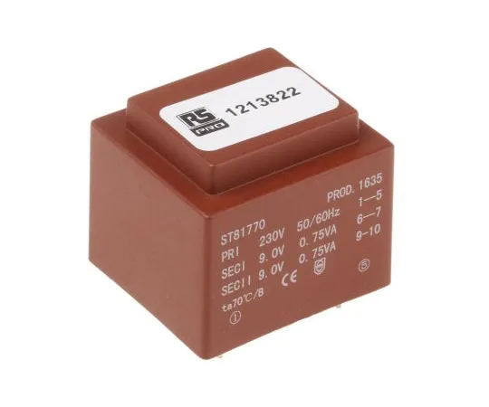 63-6789-41　2 x 9V ac 2 Output PCB Mount PCB Transformer, 1.5VA　121-3822