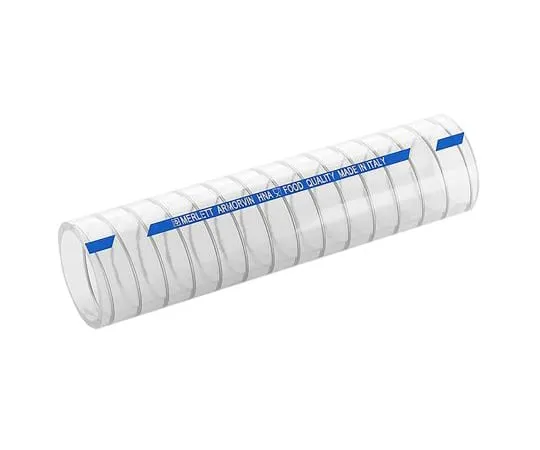63-6992-61　Merlett Plastics PVC Hose, Clear, 44.5mm External Diameter, 10m Long, Reinforced, 80mm B*** Radius, Liquid Food　9130400350010
