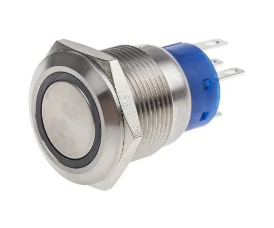63-6775-20　RS PRO Single Pole Double Throw (SPDT) Momentary Yellow LED Push Button Switch, IP67, 19.2 (Dia.)mm, Panel Mount, 250V　111-3880