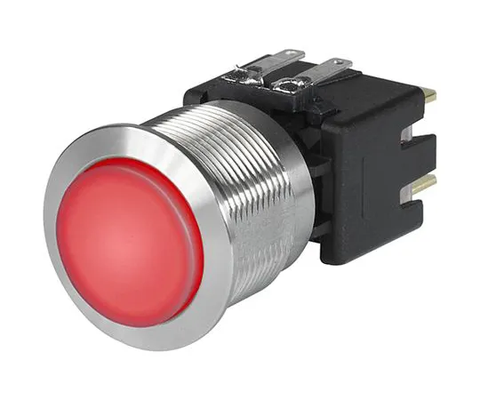 63-7043-51　Schurter Double Pole Double Throw (DPDT) Latching Red LED Push Button Switch, IP40, IP64, 22.1 (Dia.)mm, Panel Mount,　3-101-031