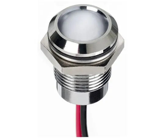 63-7020-87　RS PRO White Indicator, 1.8 → 3.3 V dc, 14mm Mounting Hole Size, Lead Wires Termination, IP67　130-1078