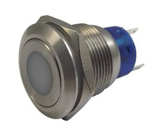 63-6775-31　RS PRO Single Pole Double Throw (SPDT) Momentary Green LED Push Button Switch, IP67, 19.2 (Dia.)mm, Panel Mount, 250V ac　111-3896
