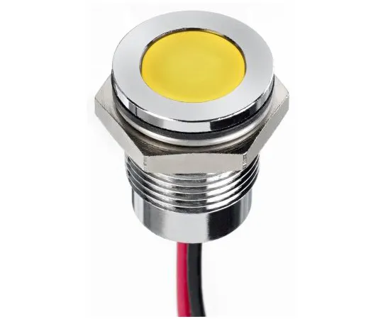 63-7021-14　RS PRO Yellow Indicator, 24 V dc, 14mm Mounting Hole Size, Lead Wires Termination, IP67　130-2261
