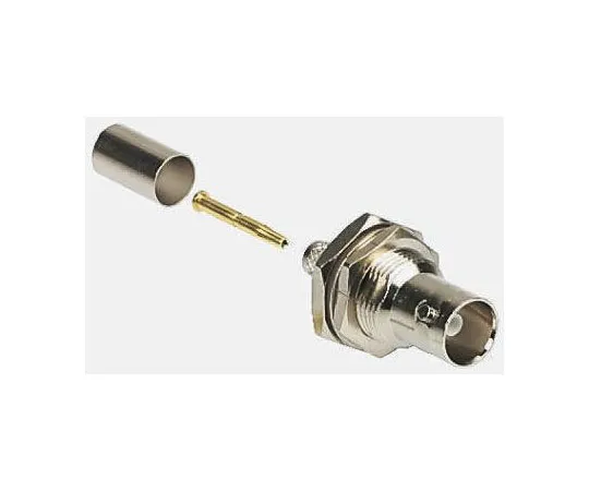 63-7326-51　Amphenol Straight 50Ω Panel Mount Bulkhead Fitting BNC Connector, jack, Nickel, Crimp Termination, RG122, RG133,　B6721A1-NT3G-1-50