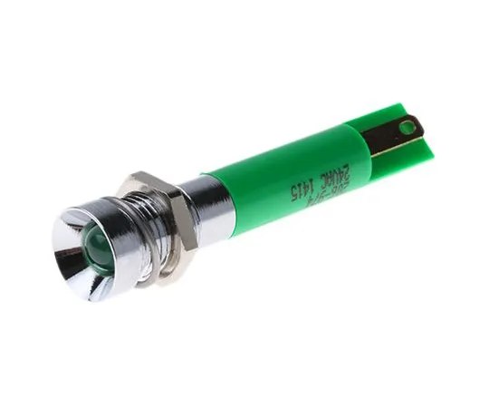 63-6583-69　RS PRO Green Indicator, 24 V ac, 8mm Mounting Hole Size, Solder Tab Termination　206-974