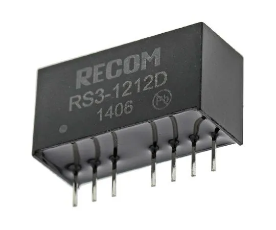 63-7349-85　Recom RS3 3W Isolated DC-DC Converter Through Hole, Voltage in 9 → 18 V dc, Voltage out ±12V dc　RS3-1212D